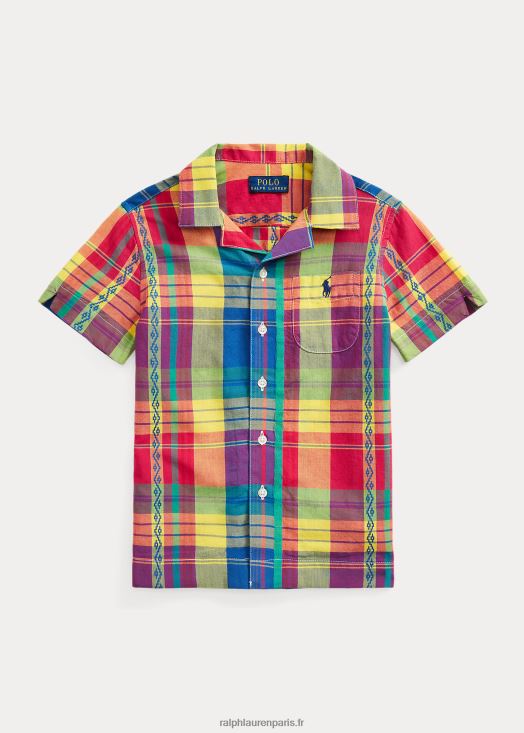 chemise camp madras en coton 46T60T9799 enfants Ralph Lauren multi jaune/rouge