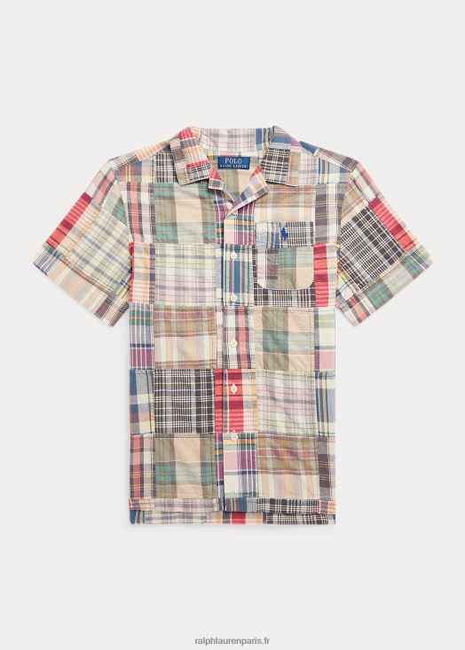 chemise camp patchwork en coton madras 46T60T6087 enfants Ralph Lauren patchwork