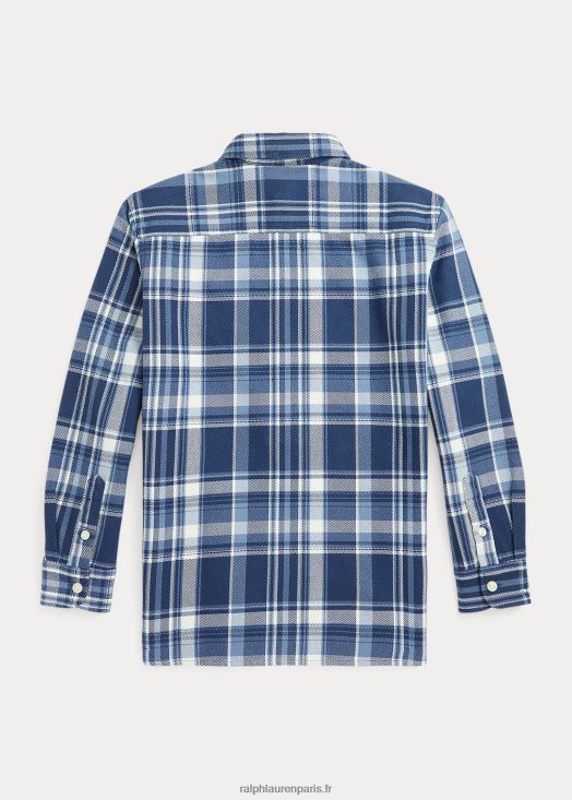 chemise à carreaux en sergé de coton 46T60T7606 enfants Ralph Lauren multi bleu/crème
