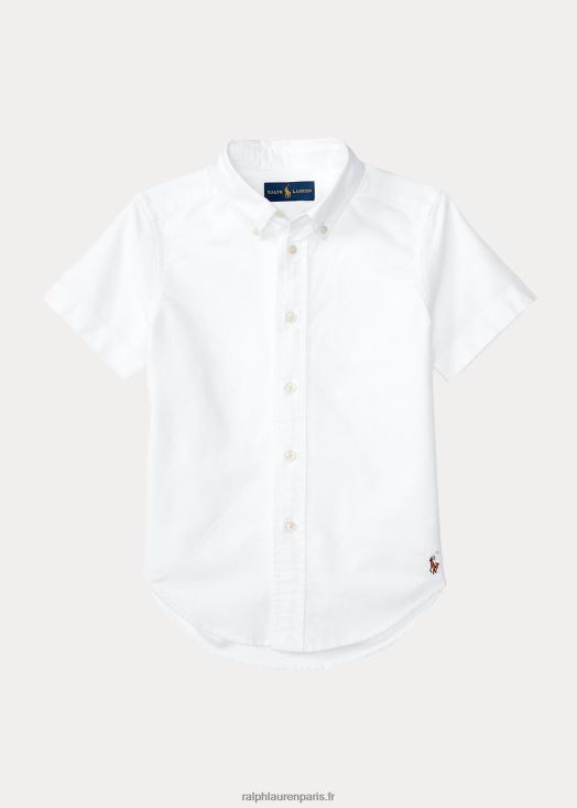 chemise d'uniforme à manches courtes en coton oxford 46T60T9757 enfants Ralph Lauren blanc