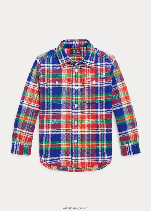 chemise de travail en flanelle à carreaux 46T60T6533 enfants Ralph Lauren multi royal/rouge