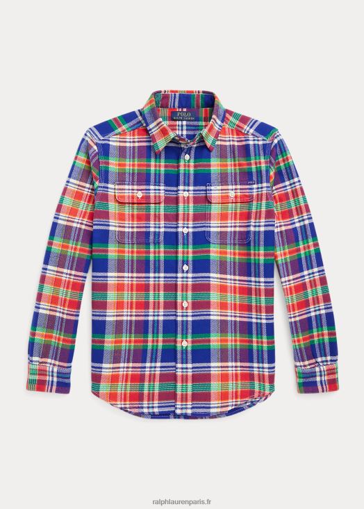 chemise de travail en flanelle à carreaux 46T60T6689 enfants Ralph Lauren multi royal/rouge