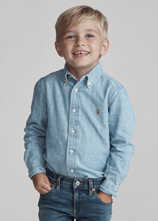 chemise en chambray de coton 46T60T5716 enfants Ralph Lauren bleu clair