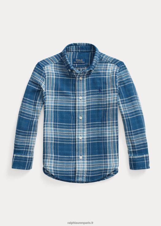 chemise en coton double face à carreaux 46T60T9904 enfants Ralph Lauren multi bleu/marine