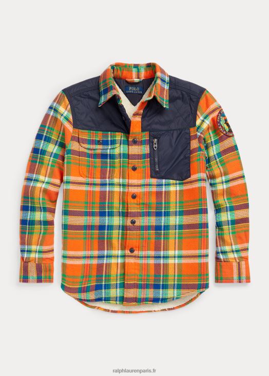 chemise en flanelle doublée polaire à carreaux 46T60T6678 enfants Ralph Lauren multi orange/royal