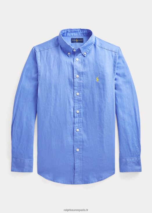 chemise en lin 46T60T5638 enfants Ralph Lauren bleu de l'île du port