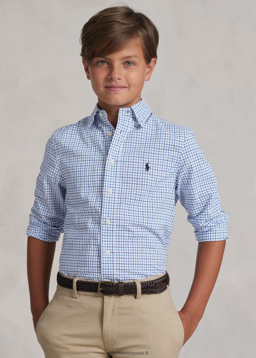 chemise en popeline de coton à carreaux 46T60T6060 enfants Ralph Lauren multi bleu
