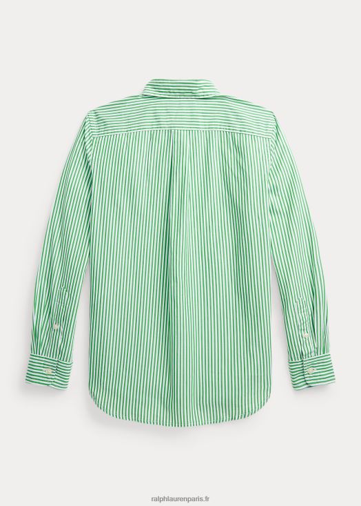 chemise en popeline de coton à rayures 46T60T6595 enfants Ralph Lauren vert blanc