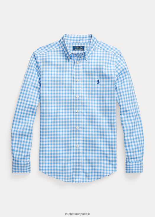 chemise en popeline de coton vichy 46T60T6598 enfants Ralph Lauren bleu blanc