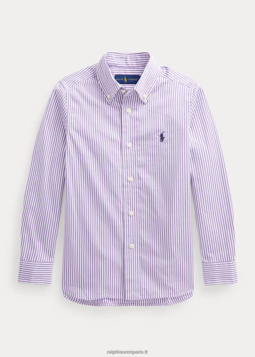 chemise habillée coupe slim en coton à rayures 46T60T5883 enfants Ralph Lauren multicolore violet