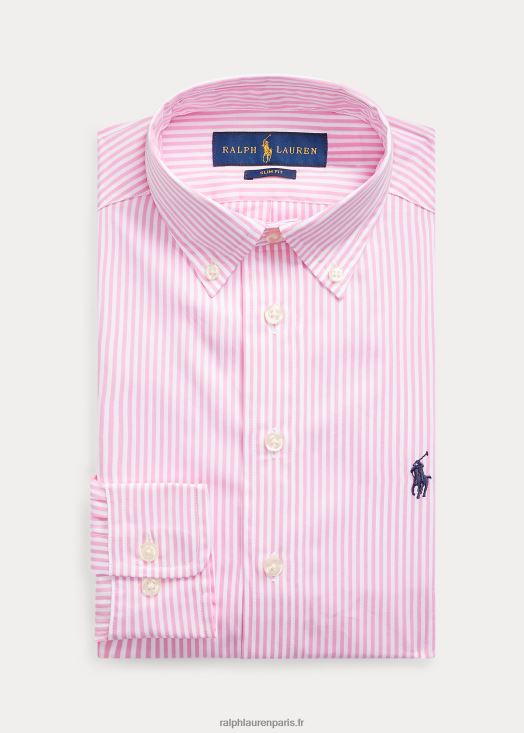 chemise habillée coupe slim en coton à rayures 46T60T9857 enfants Ralph Lauren multicolore rose