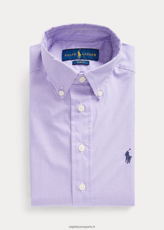 chemise habillée coupe slim en coton vichy 46T60T6073 enfants Ralph Lauren lavande multi