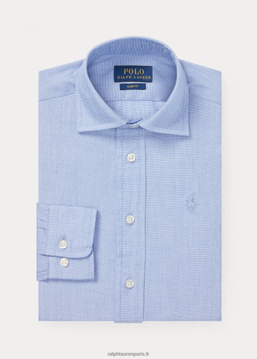 chemise habillée en coton coupe slim regent 46T60T5829 enfants Ralph Lauren bleu