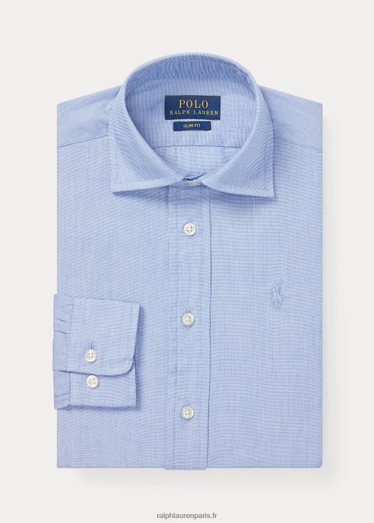 chemise habillée en coton coupe slim regent 46T60T6076 enfants Ralph Lauren bleu