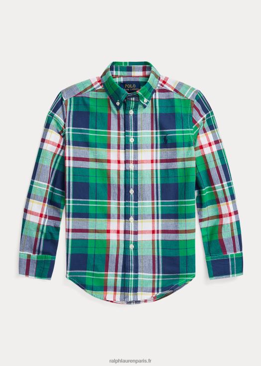 chemise madras en coton 46T60T6621 enfants Ralph Lauren multi vert/marine