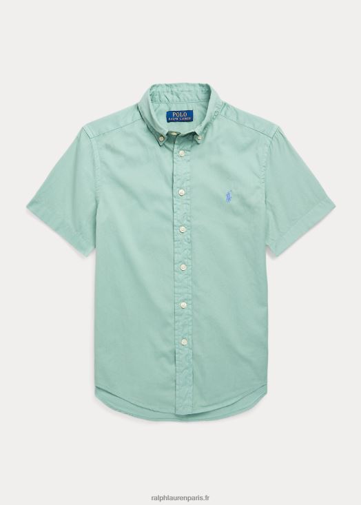 chemise à manches courtes en sergé de coton 46T60T6091 enfants Ralph Lauren menthe fanée