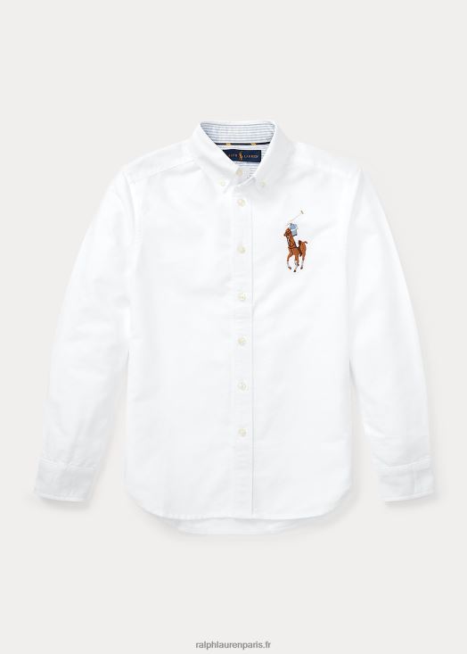 chemise oxford en coton big pony 46T60T6306 enfants Ralph Lauren blanc