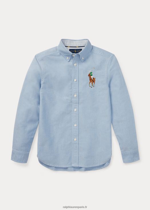 chemise oxford en coton big pony 46T60T6307 enfants Ralph Lauren bleu