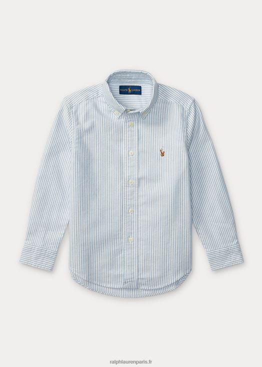chemise oxford en coton à rayures 46T60T5948 enfants Ralph Lauren bande bleu clair
