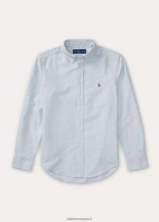 chemise oxford en coton à rayures 46T60T6311 enfants Ralph Lauren bande bleu clair