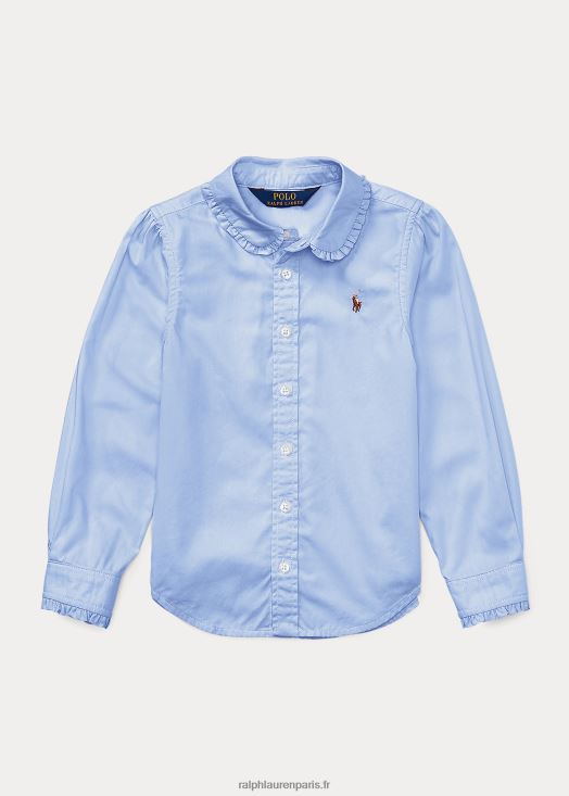 chemise oxford en coton à volants 46T60T6948 enfants Ralph Lauren jacinthe bleue