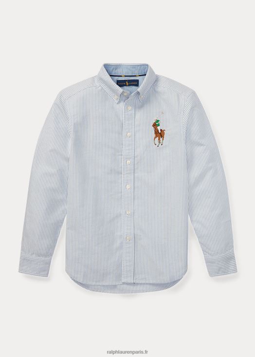chemise oxford rayée big pony 46T60T6308 enfants Ralph Lauren bande bleue/blanche