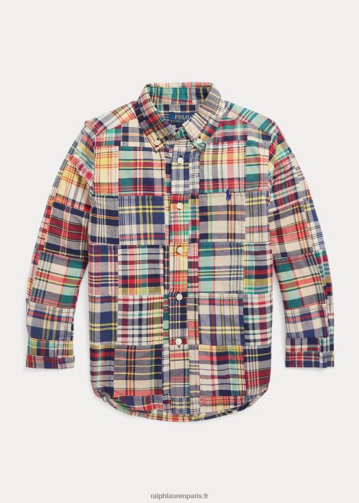 chemise patchwork en madras de coton 46T60T6472 enfants Ralph Lauren madras patchwork
