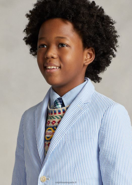 veste de costume polo en seersucker de coton 46T60T6007 enfants Ralph Lauren bleu blanc