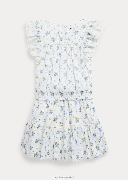 ensemble haut et jupe en batiste de coton fleuri 46T60T6819 enfants Ralph Lauren etta floral