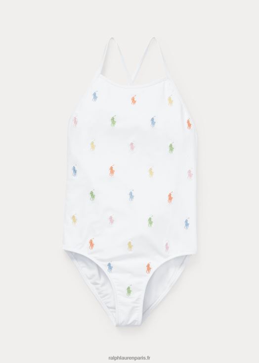 maillot de bain une pièce polo poney 46T60T7343 enfants Ralph Lauren blanc