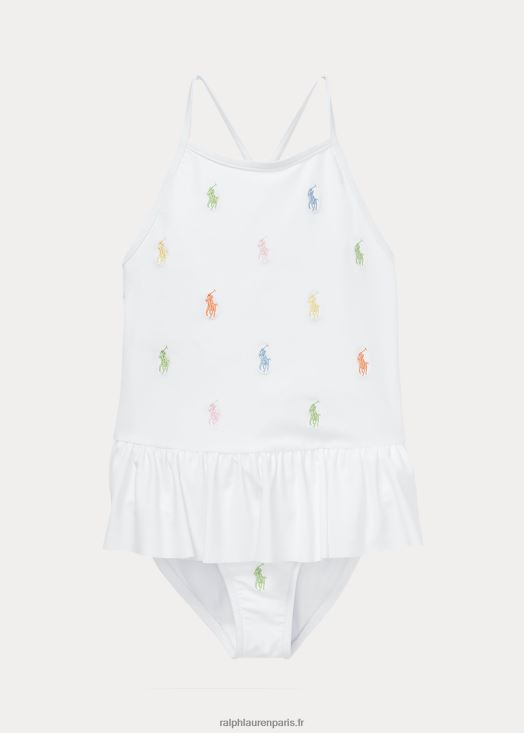 maillot de bain une pièce polo poney 46T60T9974 enfants Ralph Lauren blanc