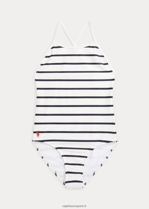 maillot de bain une pièce stretch à rayures 46T60T7338 enfants Ralph Lauren deckwash blanc/marine