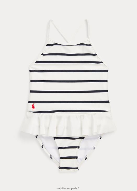 maillot de bain une pièce stretch à rayures 46T60T7342 enfants Ralph Lauren deckwash blanc/marine