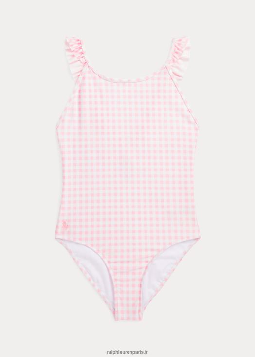 maillot de bain une pièce à volants vichy 46T60T7332 enfants Ralph Lauren rose carmel