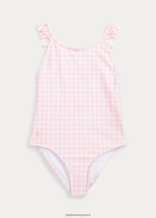 maillot de bain une pièce à volants vichy 46T60T9970 enfants Ralph Lauren rose carmel
