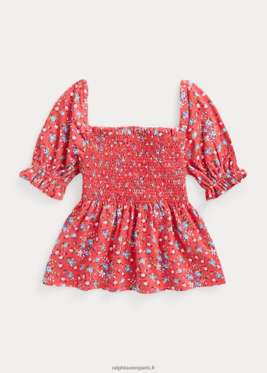 haut en jersey de coton smocké à fleurs 46T60T6874 enfants Ralph Lauren pays juste fleuri