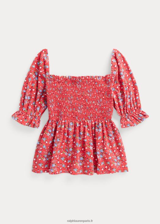 haut en jersey de coton smocké à fleurs 46T60T7153 enfants Ralph Lauren pays juste fleuri