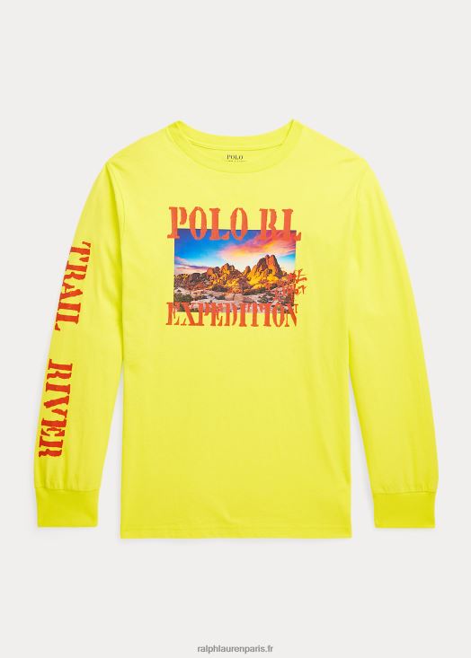 t-shirt graphique à manches longues en coton 46T60T6676 enfants Ralph Lauren laser jaune