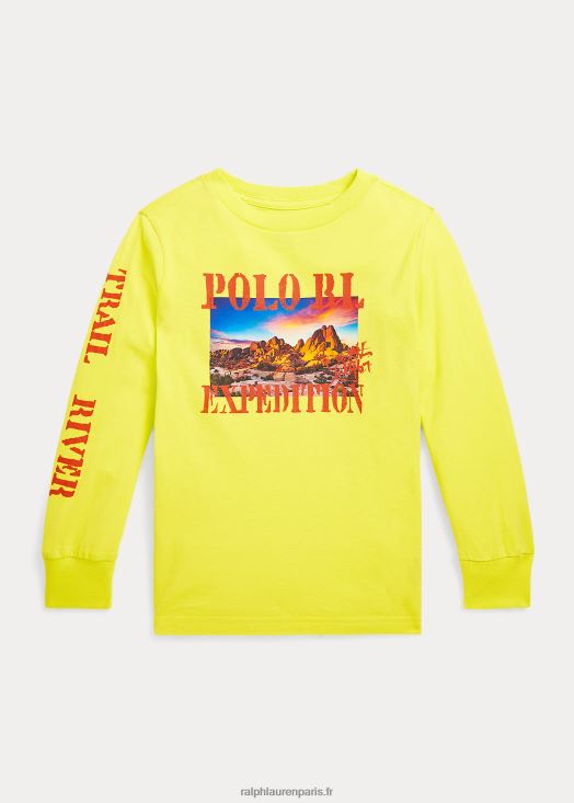 t-shirt graphique à manches longues en coton 46T60T9906 enfants Ralph Lauren laser jaune