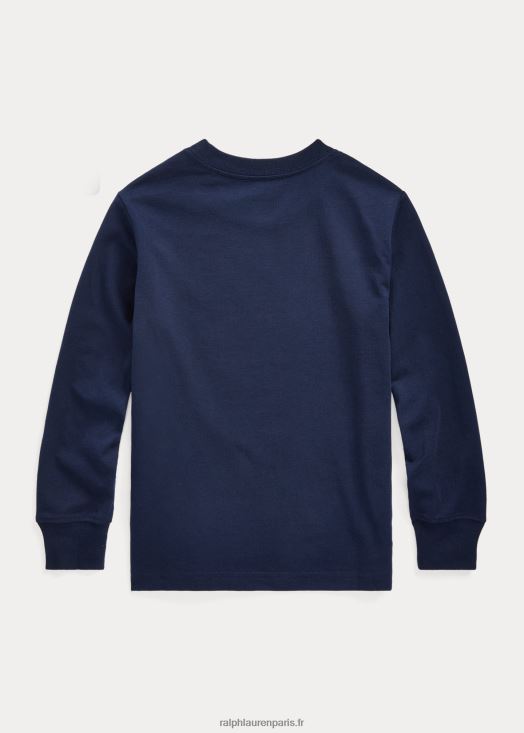 t-shirt à manches longues en jersey de coton 46T60T5905 enfants Ralph Lauren marine de croisière