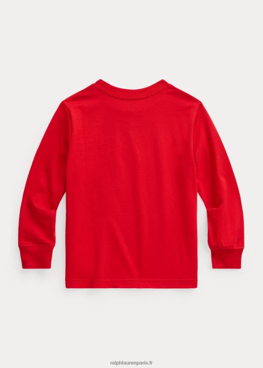 t-shirt à manches longues en jersey de coton 46T60T5908 enfants Ralph Lauren rl 2000 rouge