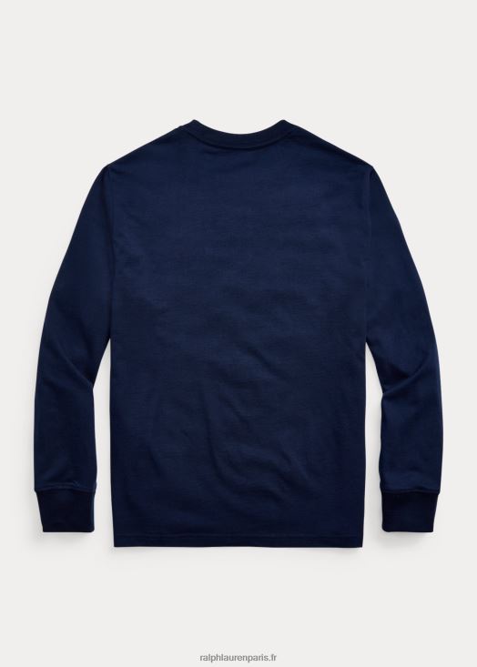 t-shirt à manches longues en jersey de coton 46T60T6286 enfants Ralph Lauren marine de croisière