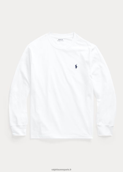 t-shirt à manches longues en jersey de coton 46T60T6288 enfants Ralph Lauren blanc