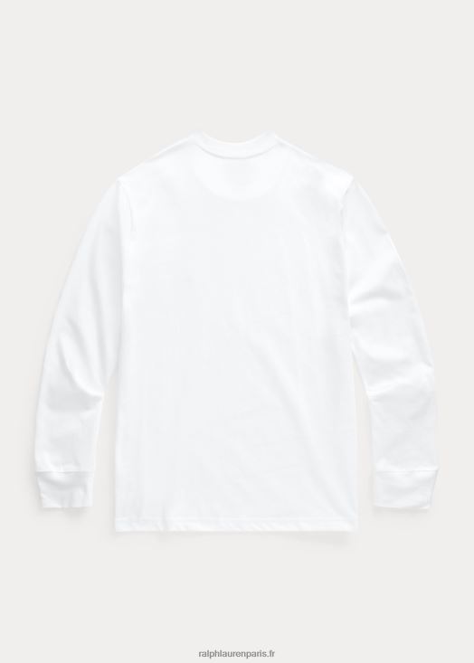 t-shirt à manches longues en jersey de coton 46T60T6288 enfants Ralph Lauren blanc