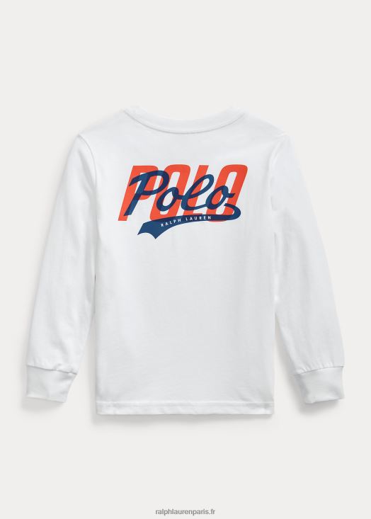 t-shirt à manches longues en jersey à logo 46T60T6527 enfants Ralph Lauren blanc