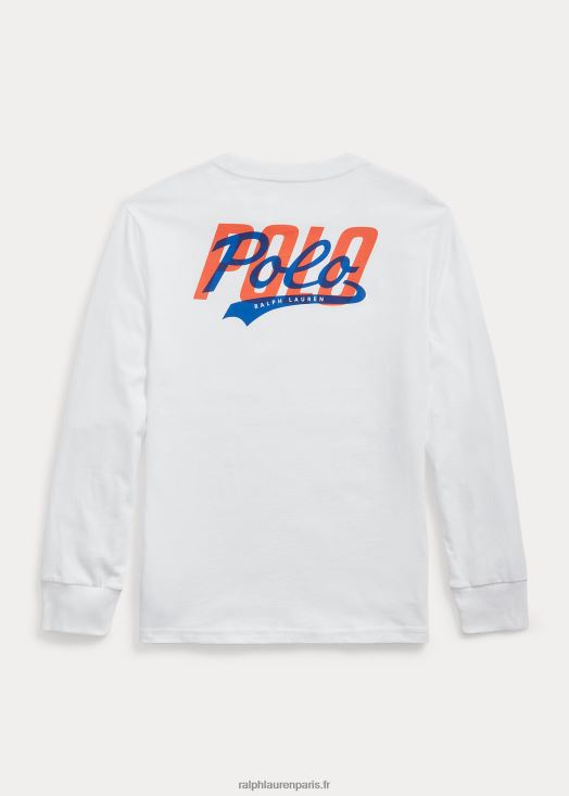 t-shirt à manches longues en jersey à logo 46T60T6668 enfants Ralph Lauren blanc