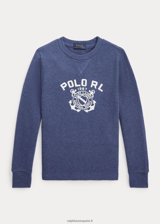 t-shirt à manches longues et logo 46T60T6529 enfants Ralph Lauren bruyère marine rustique