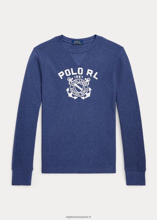 t-shirt à manches longues et logo 46T60T6667 enfants Ralph Lauren bruyère marine rustique