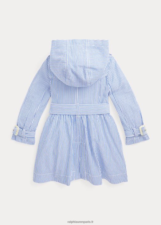 trench à capuche en seersucker 46T60T7349 enfants Ralph Lauren bleu blanc