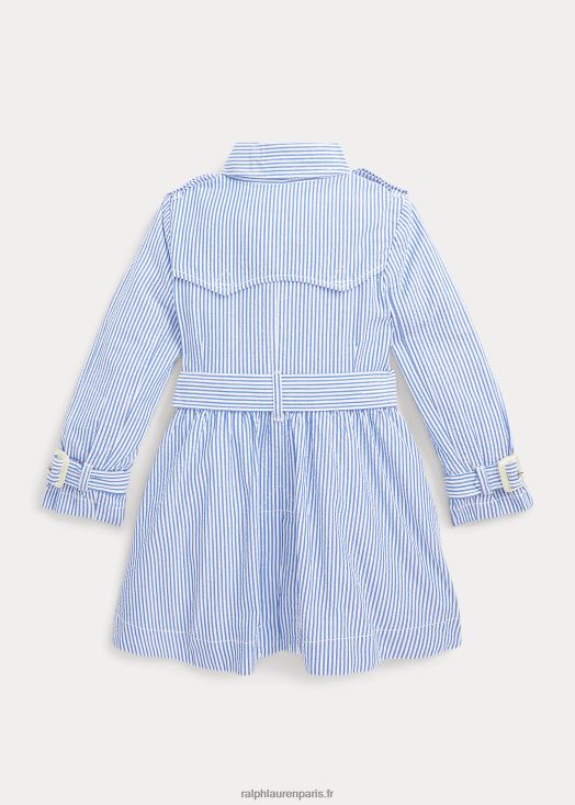 trench à capuche en seersucker 46T60T7349 enfants Ralph Lauren bleu blanc